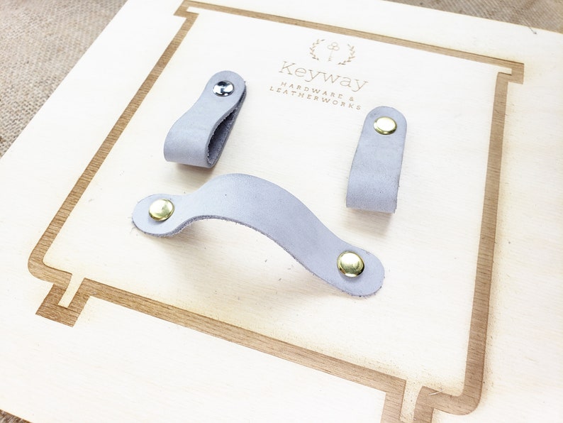 Nursery Drawer Pulls Grey Leather Handles Gray Leather Etsy