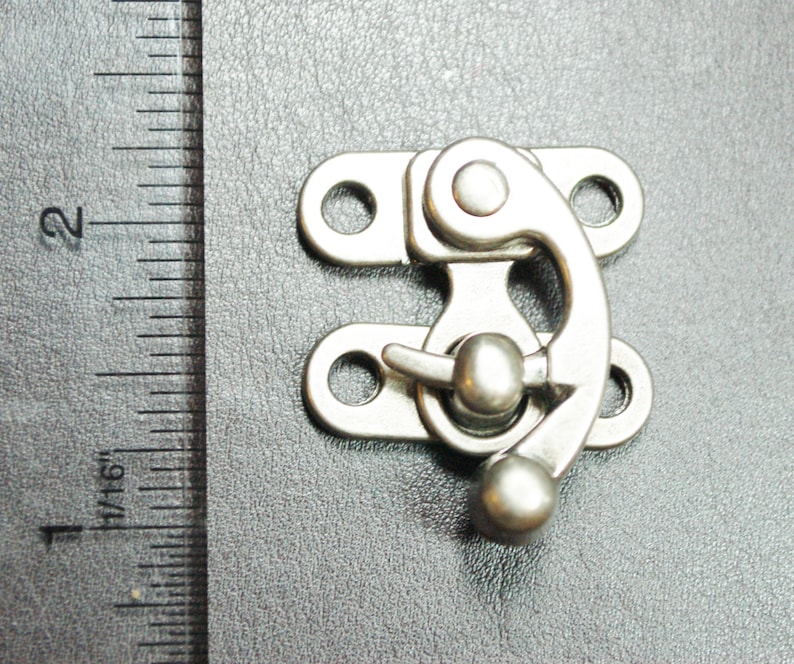Small Swing Clasp Antiqued Brass Hardware - Steampunk Closure for Leatherworking image 9