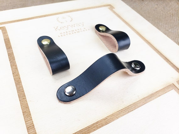 Black Leather Handles, Black Leather Drawer Pulls, Hardware Dresser Pulls  Knobs, Cupboard Handles, Wardrobe Handles, MCM Black and Tan - Etsy