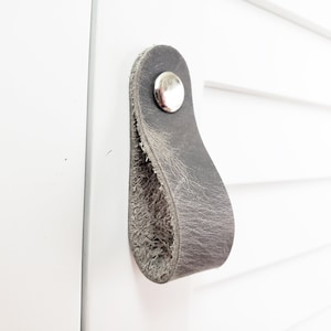 Leather furniture handles, leather drawer pulls, knobs, leather cabinet handle, pull, gray leather, knob dresser furniture hardware  SLATE