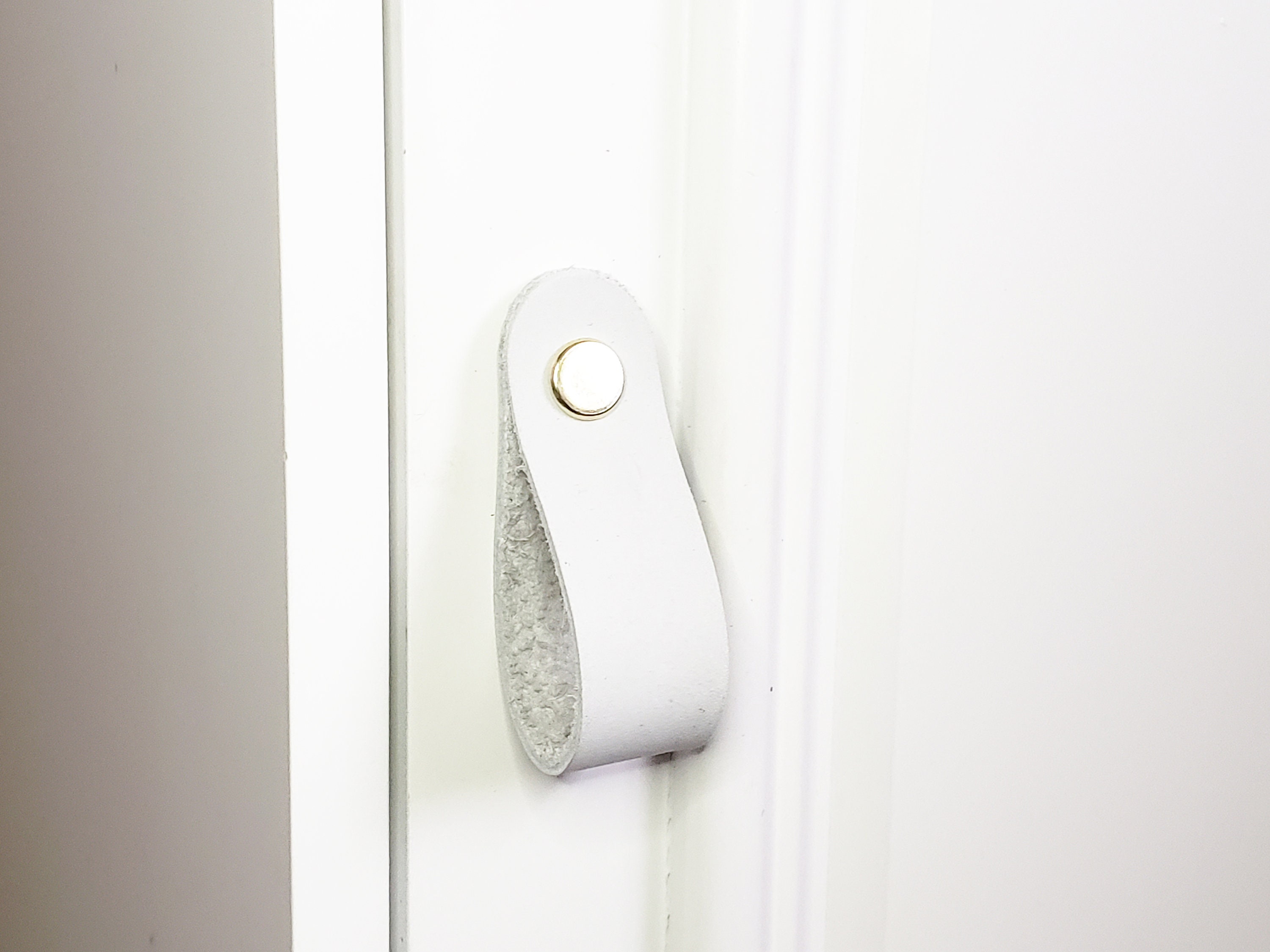 Weiße Leder Schubladengriffe Leder Schubladengriffe Knöpfe | Etsy