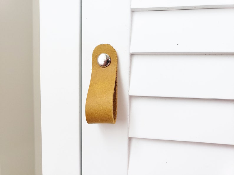Yellow Leather Drawer Pulls Leather Handles Ikea Dresser Etsy