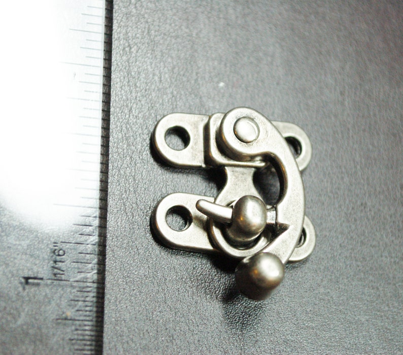 Small Swing Clasp Antiqued Brass Hardware - Steampunk Closure for Leatherworking image 7