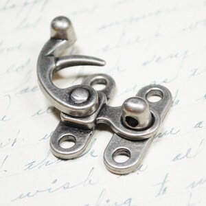 Small Swing Clasp Antiqued Brass Hardware - Steampunk Closure for Leatherworking image 5