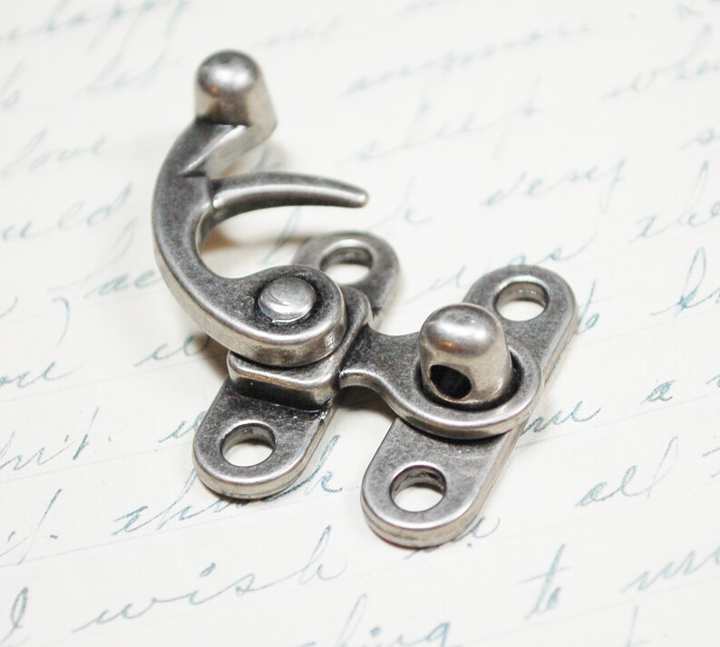Small Swing Clasp Antiqued Brass Hardware - Steampunk Closure for Leatherworking image 5