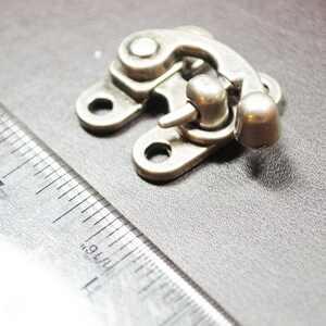 Small Swing Clasp Antiqued Brass Hardware - Steampunk Closure for Leatherworking image 6