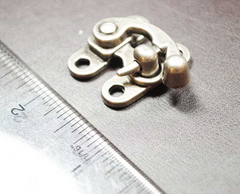 Small Swing Clasp Antiqued Brass Hardware - Steampunk Closure for Leatherworking image 6