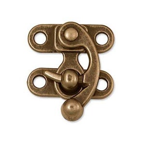 Small Swing Clasp Antiqued Brass Hardware - Steampunk Closure for Leatherworking image 3