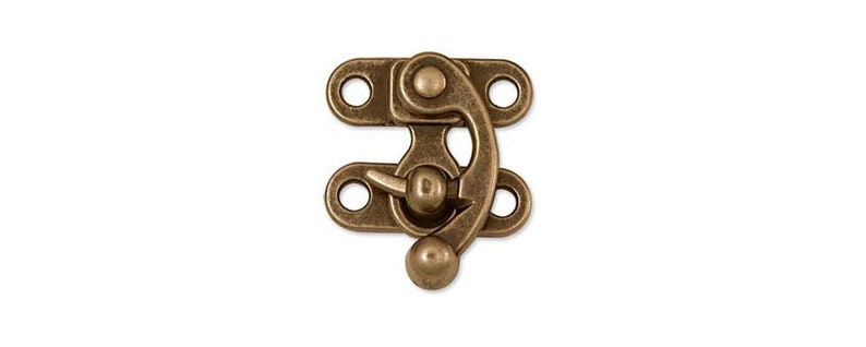 Small Swing Clasp Antiqued Brass Hardware - Steampunk Closure for Leatherworking image 3