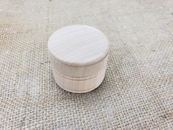 Round Wood Ring Box Blank Laser Engraving Blank Wood Powder Box