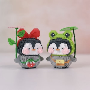 Instant Download! Set of 2 3D Perler Bead Pattern Cute Penguin
