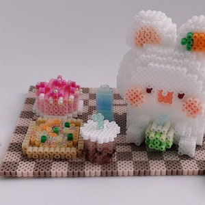 Instant Download! 3D Perler Bead Digital Pattern Adorable Bunny on a Picnic Scene