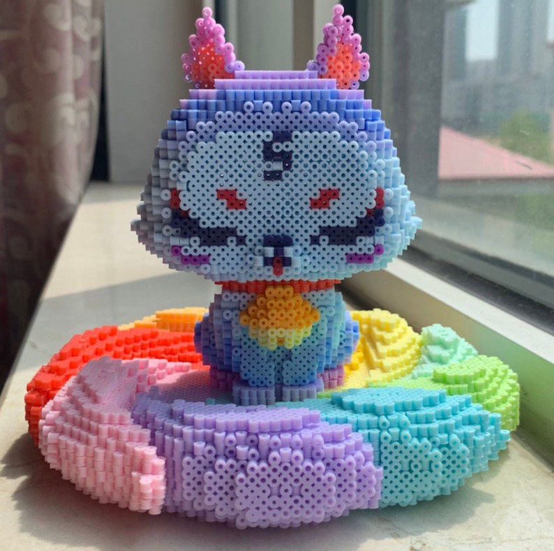 3D Perler Bead Digital Pattern Nine Tailed Fox Etsy Australia