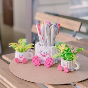 Instant Download! 3D Perler Bead Pattern Smiley Plant Mug