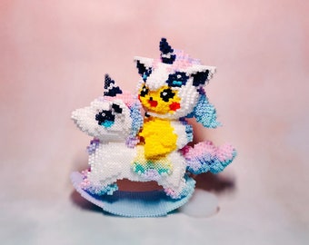 3D Perler Perlen Muster Pikachu Rocking Einhorn