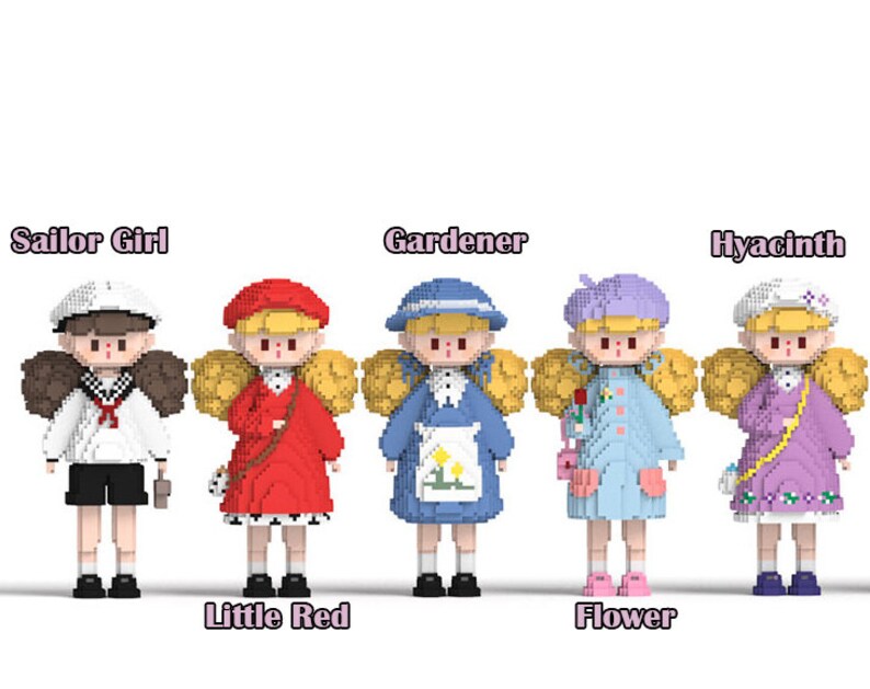 3D Perler Bead Digital Pattern Popcorn Girl Doll Etsy