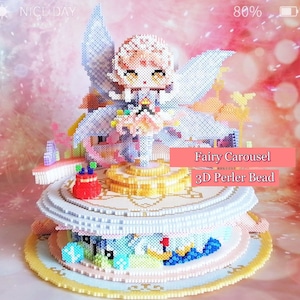 3D Perler Bead Pattern Secret Garden Fairy Carousel