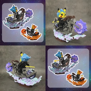 Instant Download! Set of 2 3D Perler Bead Pattern Pikachu Motorcycle Rider