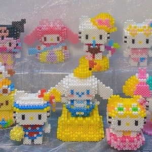 Set of 13 3D Perler Bead Tutorial Pattern Island Characters