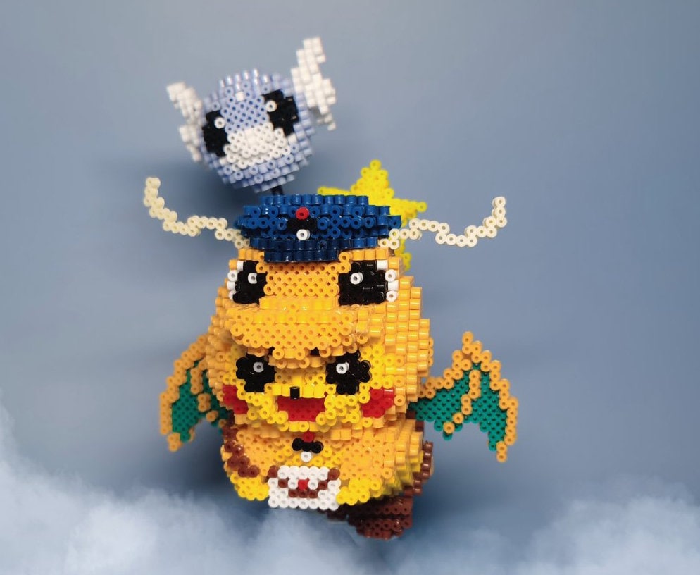 3D Perler Bead Pattern Pikachu Dragonite