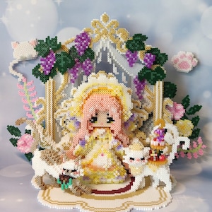 Instant Download! 3D Perler Bead Tutorial Pattern Love Nikki Queen Doll with Throne!