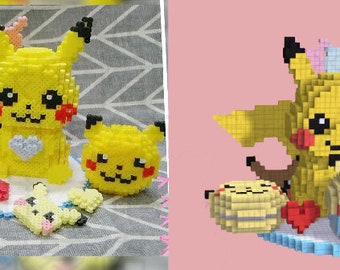Sofort Download! Set von 2 3D Perler Perlen Muster Tutorial Pikachu Picknick Szene