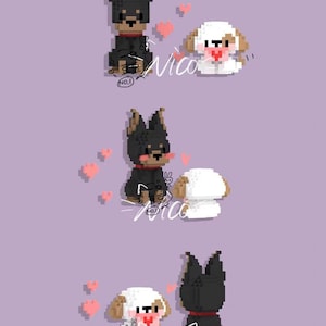 ¡Descarga instantánea! 3D Perler Bead Digital Pattern Kawaii Doberman & Pup Sending Love Letter