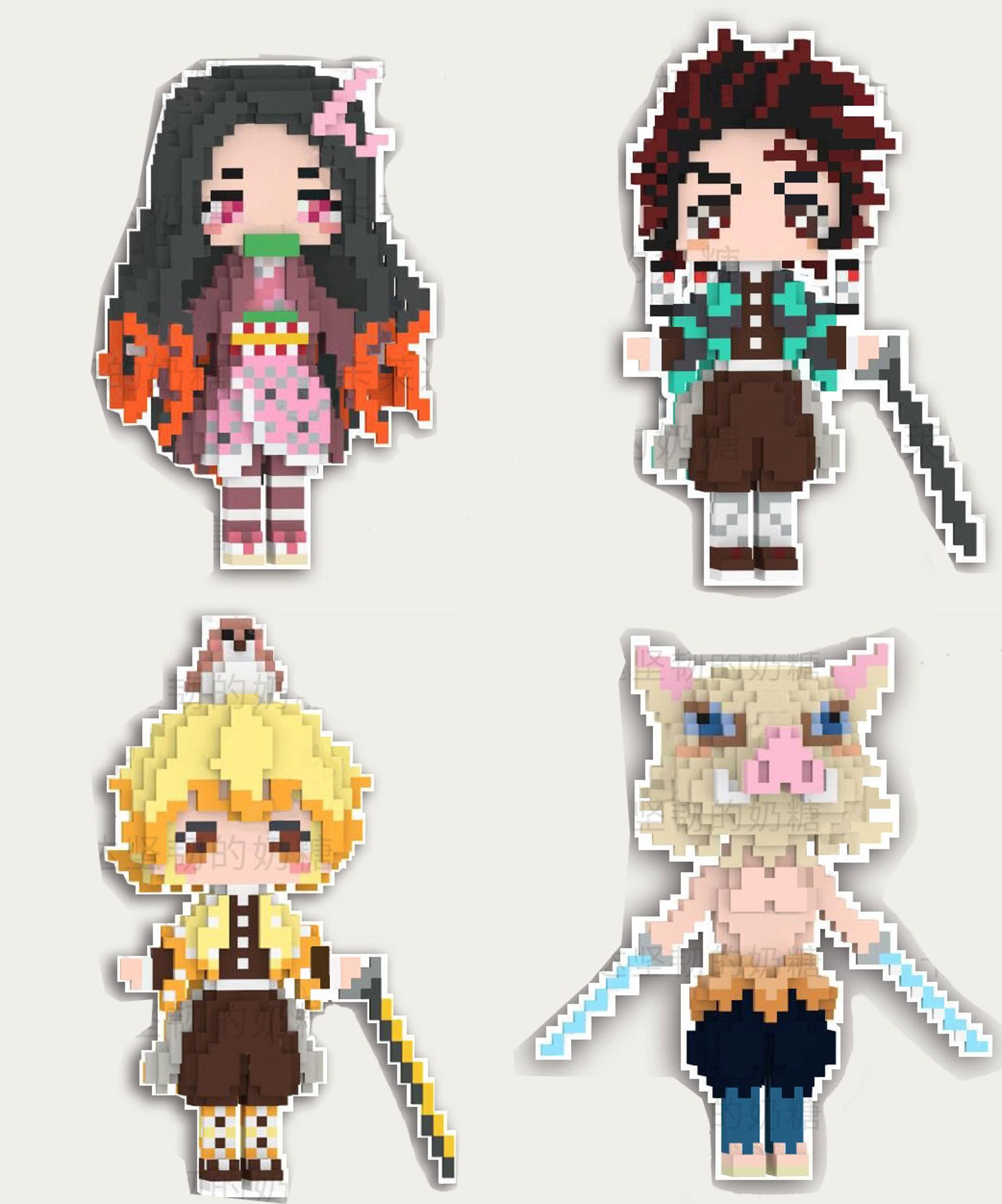 3D Perler Bead Pattern Tutorial Anime Demon Slayer Etsy