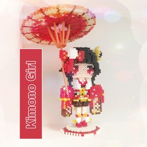 Instant Download! 3D Perler Bead Pattern Kawaii Kimono Girl