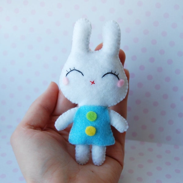 Cute felt plush tiny white soft bunny doll