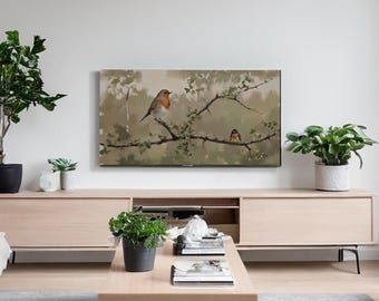 Vintage Robin Bird Frame TV Art | Cottagecore Samsung Frame TV Download | 16x9 Farmhouse Nature Decor