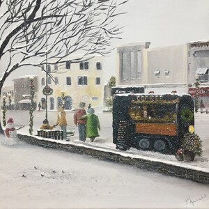 Snowy Morganton and the Little Guatemala Coffee Cart Flat Card