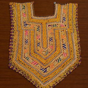 Afghani Dress Patches & Appliques Handmade Mirror Embroidery Work Banjara Vintage Yoke Patch Boho Styling Panel 15x13