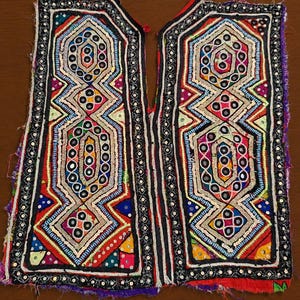 Parches para vestidos con bordado de espejo Banjara multicolor, apliques de algodón hechos a mano (40 x 30 cm)