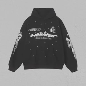 Hellstar Racer Hoodie Vintage Black | Original Hellstar Oversized Hoodie | Premium Heavyweight Cotton Streetwear Hoodie for Men & Women