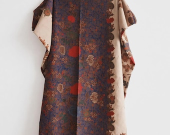 Batik Sarong Skirt Ready Made Floral Cotton Wrap Skirt Indonesian Batik Vintage Nyonya Kebaya Navy Blue Summer Festival