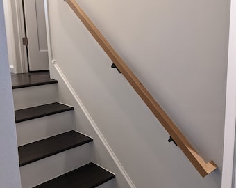 Custom White Oak - Staircase Handrail - 1 3/4" W x 1 3/4" H - custom lengths available - clean lines & simple look