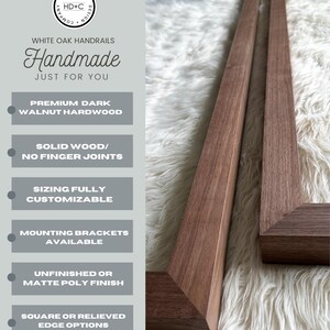 Walnut Hand Railing Dark Walnut Stair Handrail: Customizable, Modern Design, Solid Wood ...