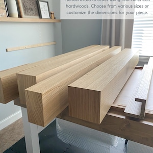 Premium white oak mantel, custom built for you! You choose the mantel dimensions & finish. We use premium rift, quarter & live-sawn white oak hardwood! Mantels are hollow, resembling a wooden beam. Installation is easy, using a French Cleat.