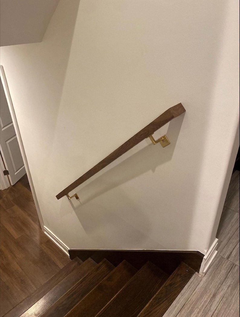 Walnut Hand Railing Dark Walnut Stair Handrail: Customizable, Modern Design, Solid Wood ...