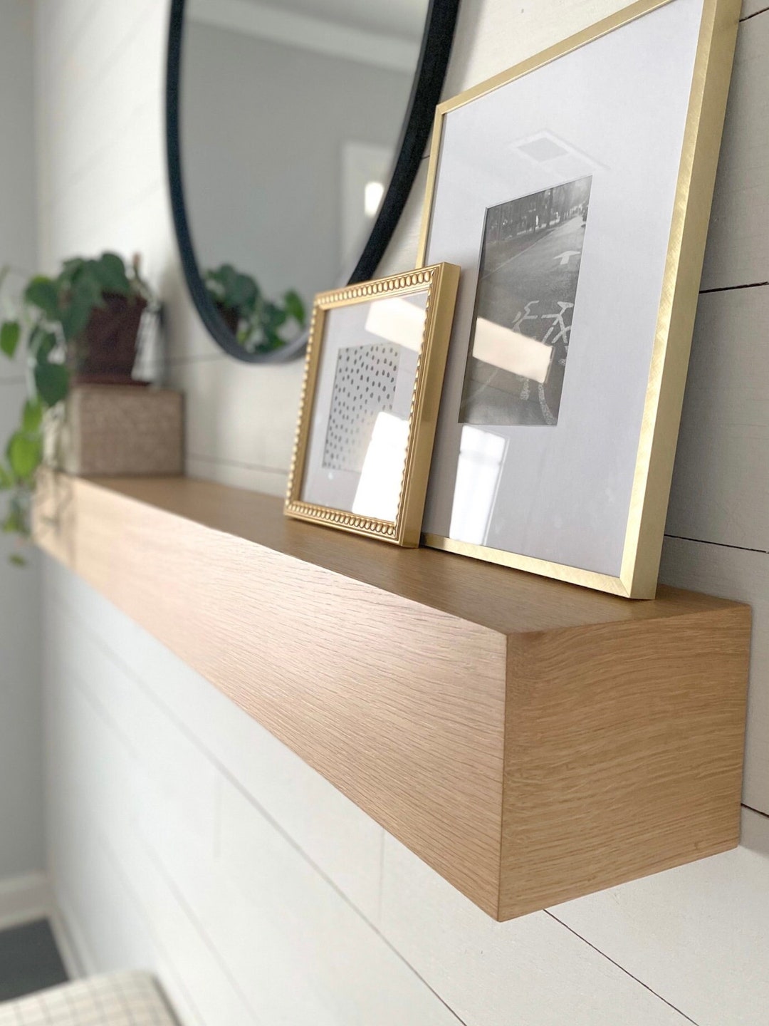 Custom White Oak Mantel - clean, cons...