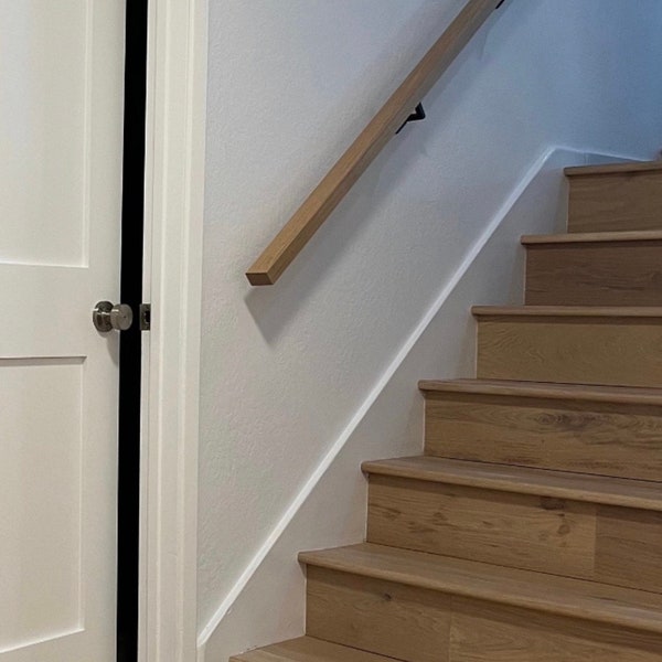 Custom White Oak - Modern Staircase Handrail - 2.25" W x 1.33" H - custom lengths available - clean lines & simple look