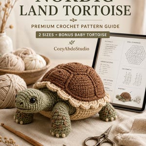 Nordic Land Tortoise Crochet Pattern, Amigurumi Animal, PDF Download