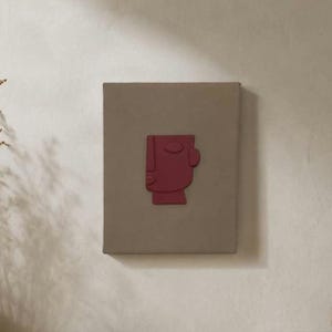 Abstracte gezichtsreliëfsculptuur | Minimalistische keramische gipsen wanddecoratie