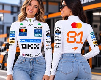 Vit McLaren Oscar Piastri 81-inspirerad F1-body | Damunderställ för motorsport och racing