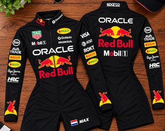 Black F1 Inspired Racing Jumpsuit | Max Verstappen Style Motorsport Outfit