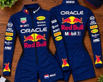 Marineblauer Rennanzug im Formel-1-Stil | Motorsport-Outfit im Stil von Max Verstappen