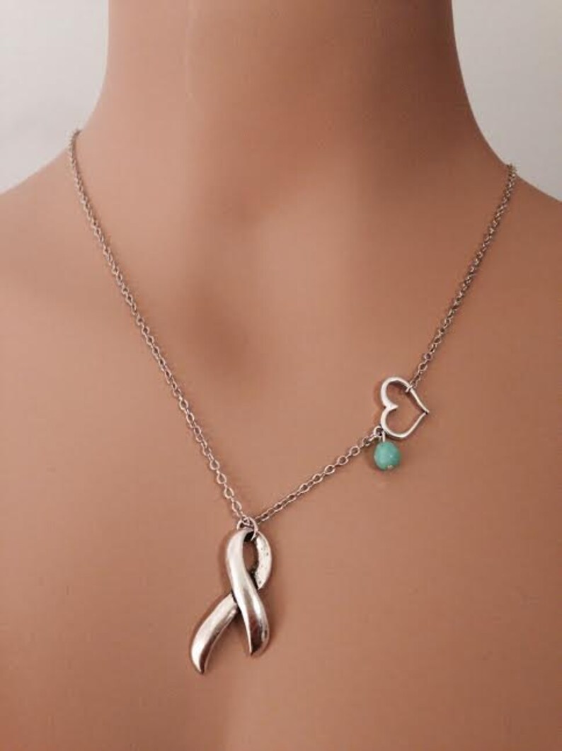 Awareness Necklace Awareness Ribbon Necklace Ribbon Heart Etsy