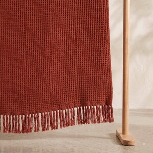 Cotton Waffle Throw Blanket Rust Red Textured Throw Cozy Sofa & Bed Blanket Bed and Cozy Home Decor