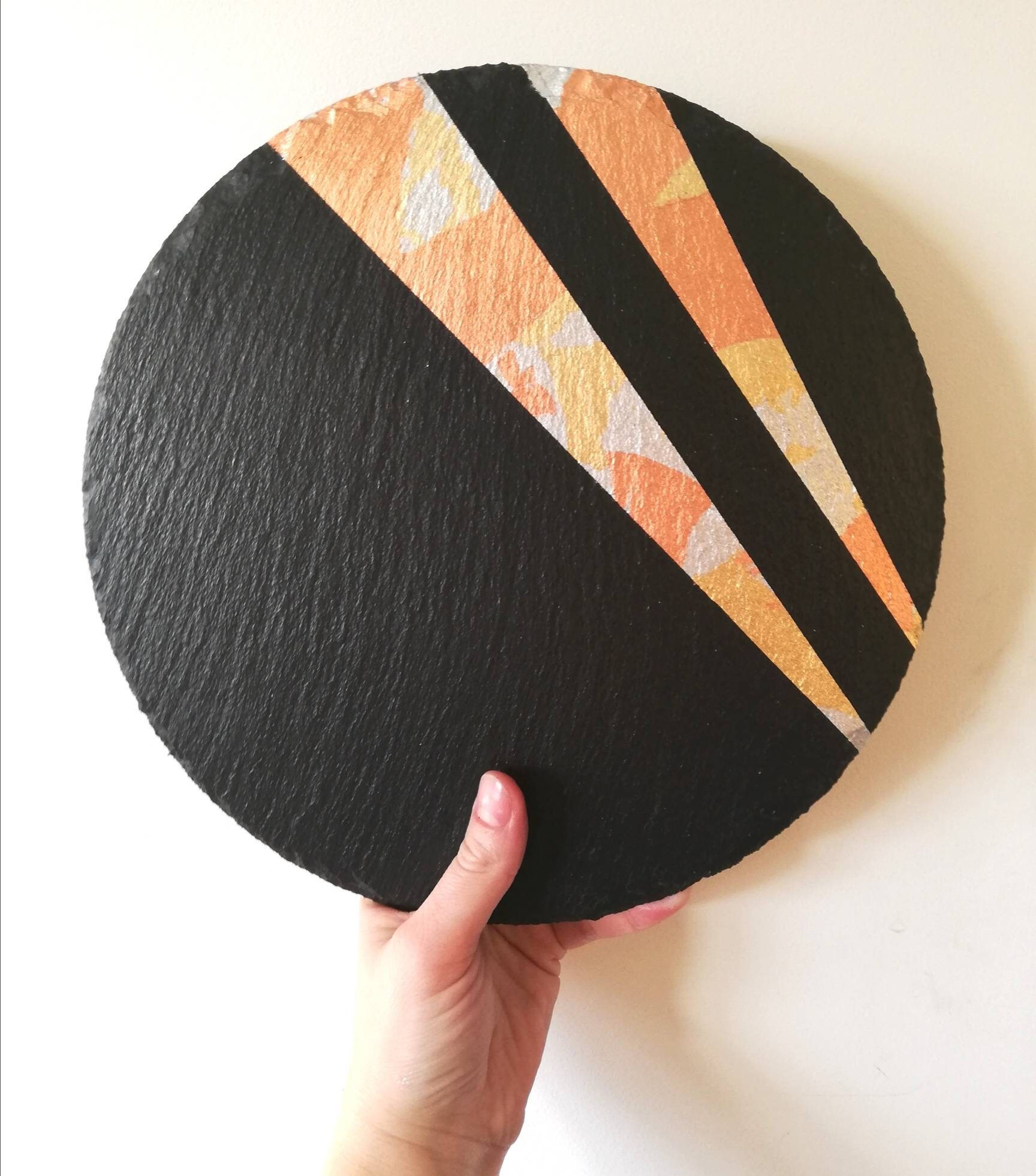 Round slate placemats geometric dinnerware slate coasters Etsy